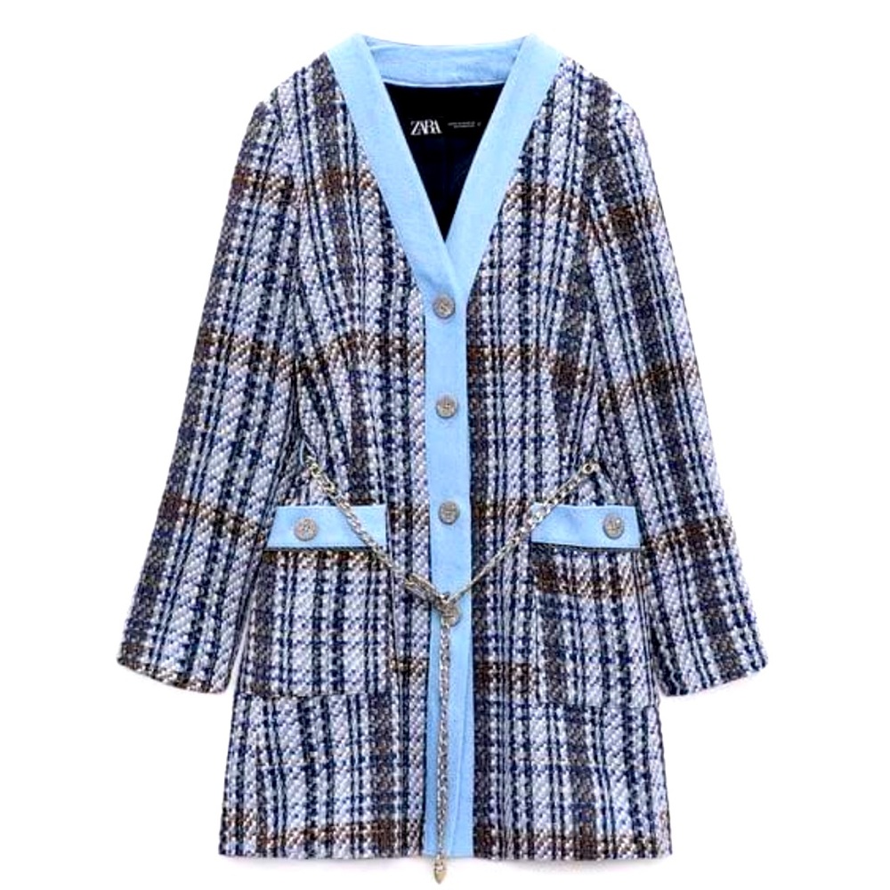 Zara - Combination Structured Denim Coat Dress- Women